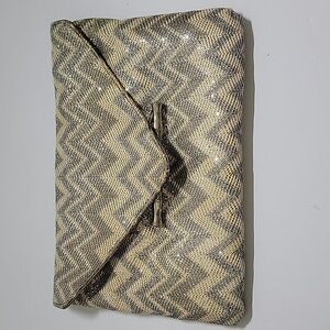 Elaine Turner Metallic Flap Clutch Bag